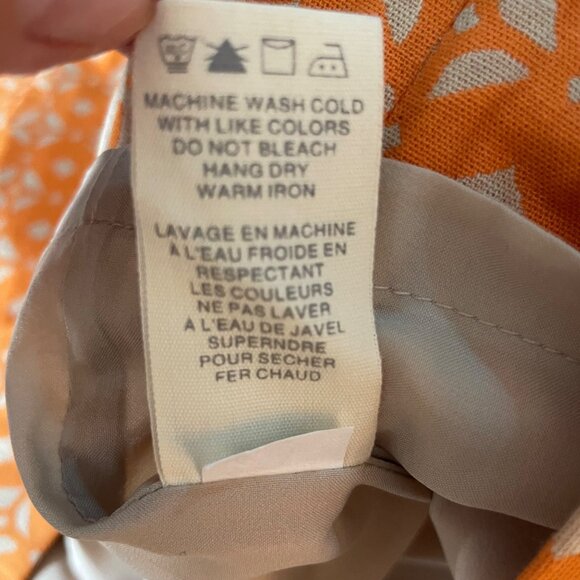 Fossil Mini Skirt Orange and Cream Abstract Print Women's Size 10 Cotton Lined - Picture 5 of 9